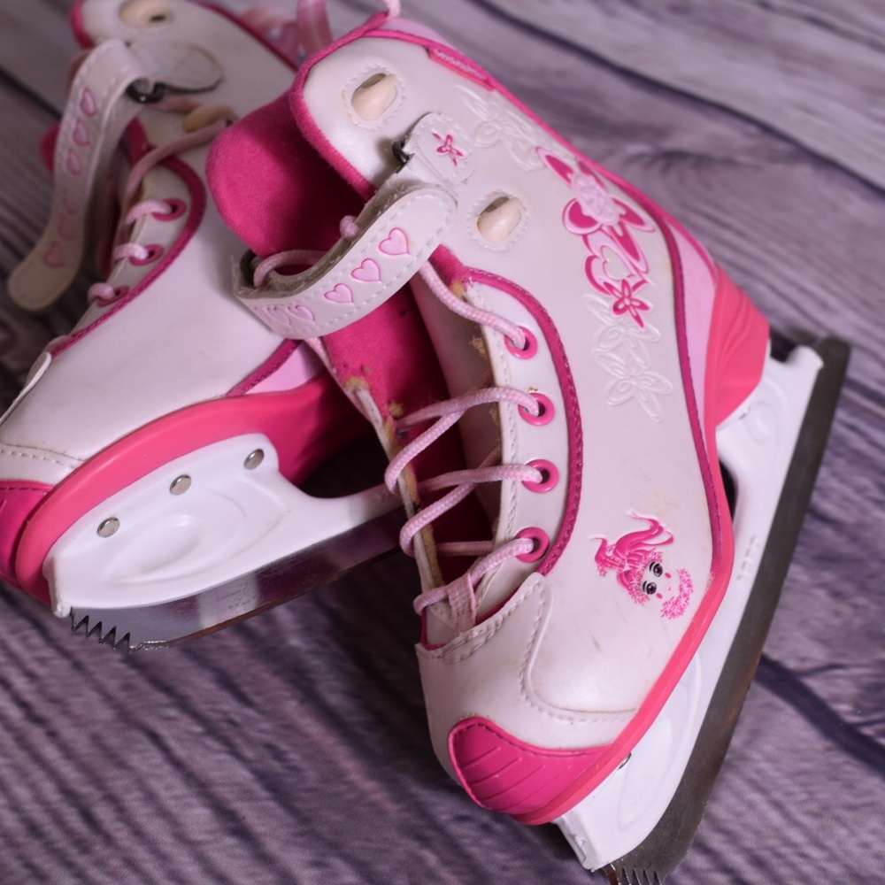 CCM Girls Ice Figure Skates Size 12J Pink/White